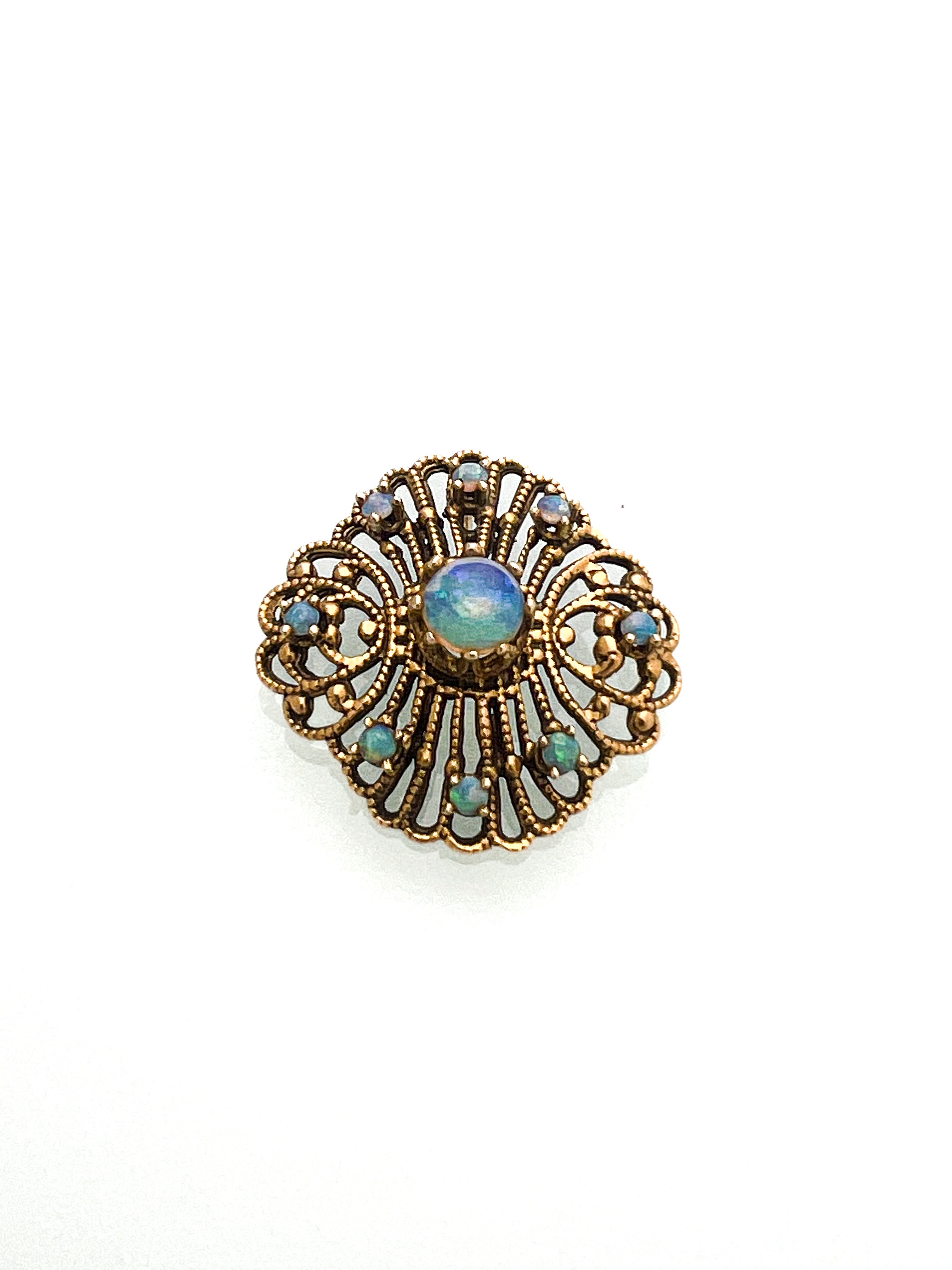 תליון וינטג' זהב 14 קארט עם אבני אופל