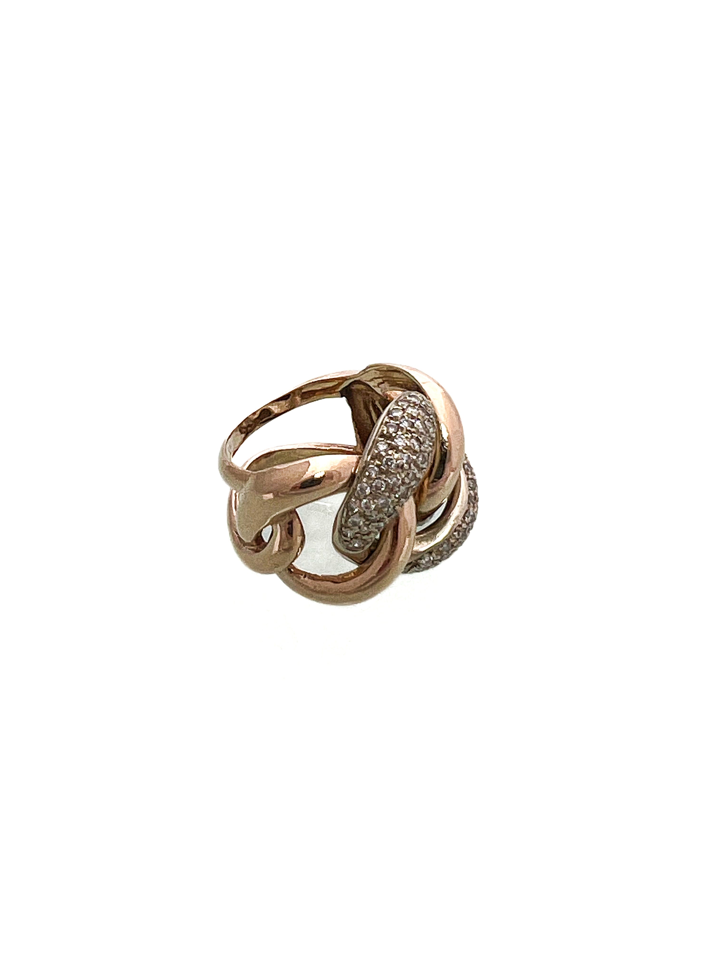 טבעת גורמט "קובני"" זהב אדום 14 קארט משובת יהלומים