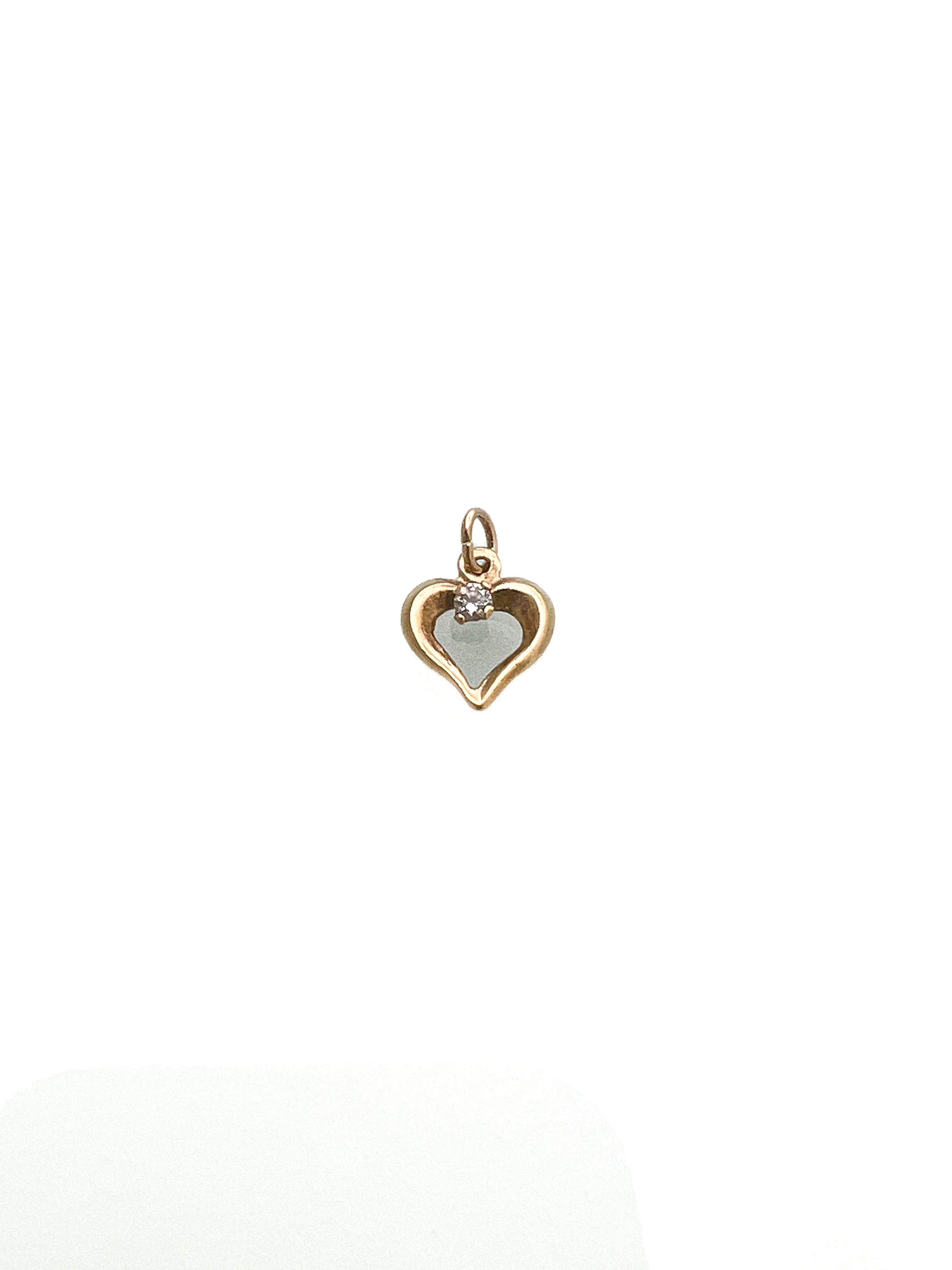 תליון לב זהב 14 קארט עם זירקון במרכז