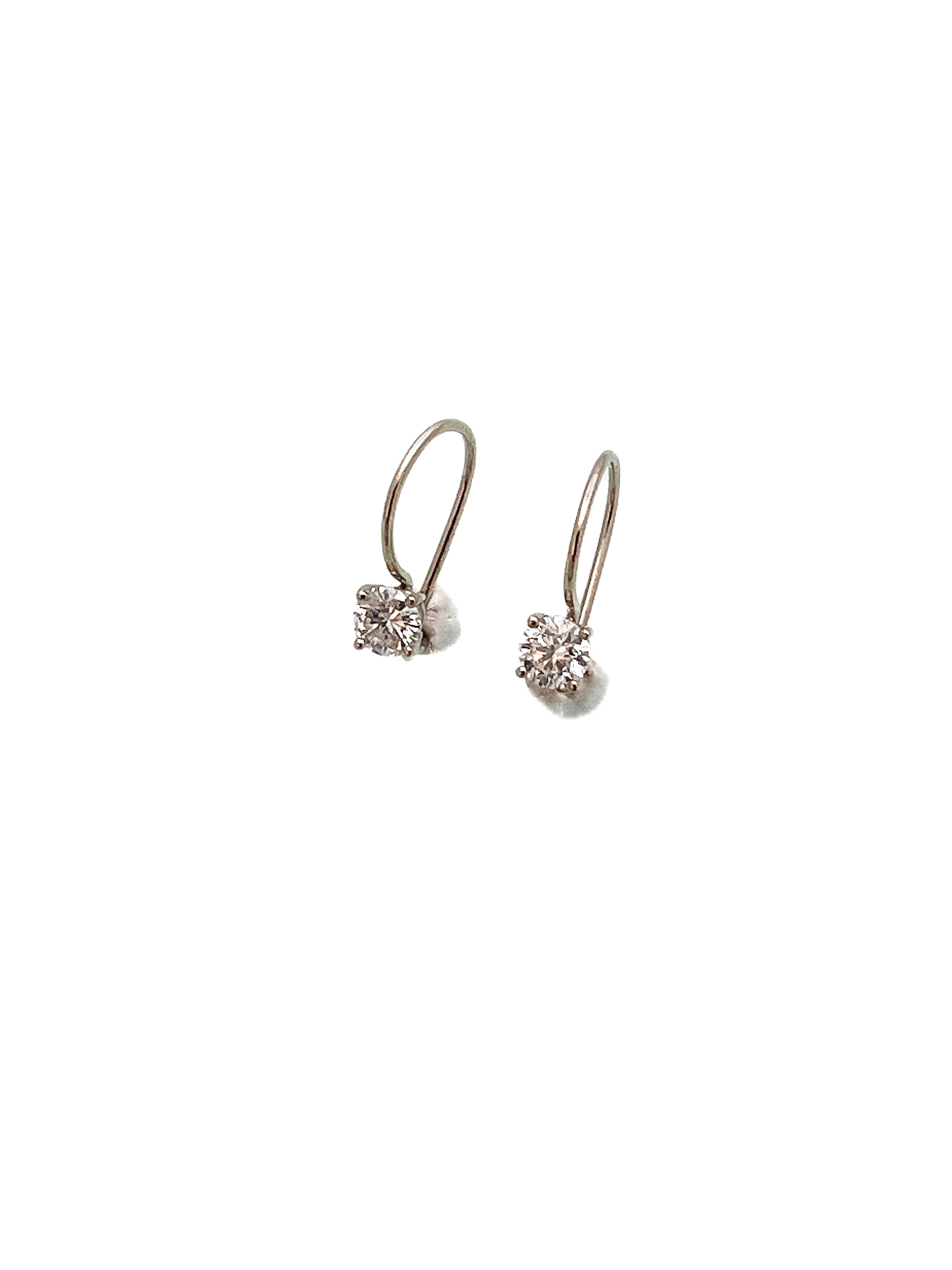 עגילי יהלום נופלים זהב לבן 14 קארט