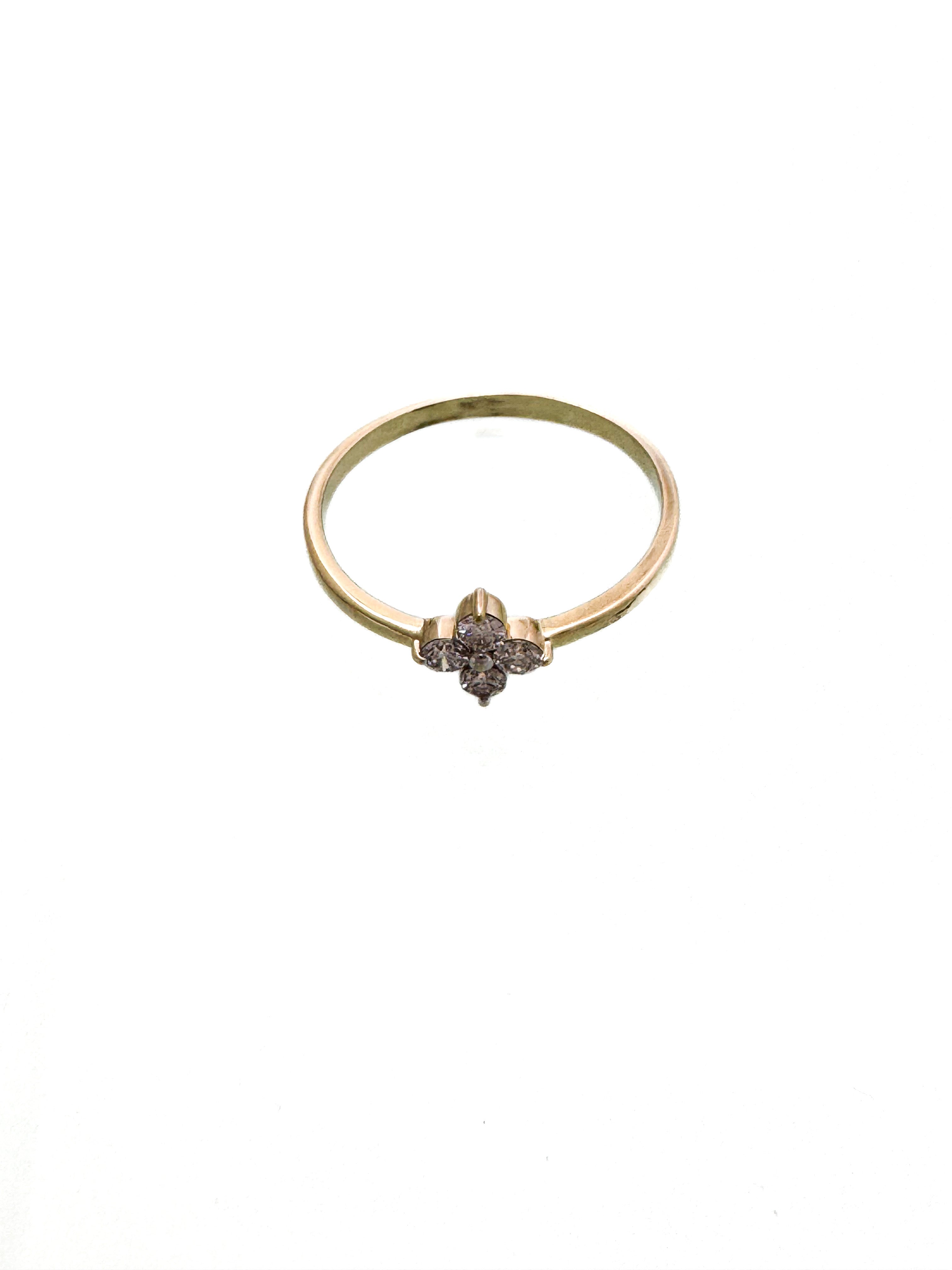 טבעת פרח יהלומים זהב 14 קארט