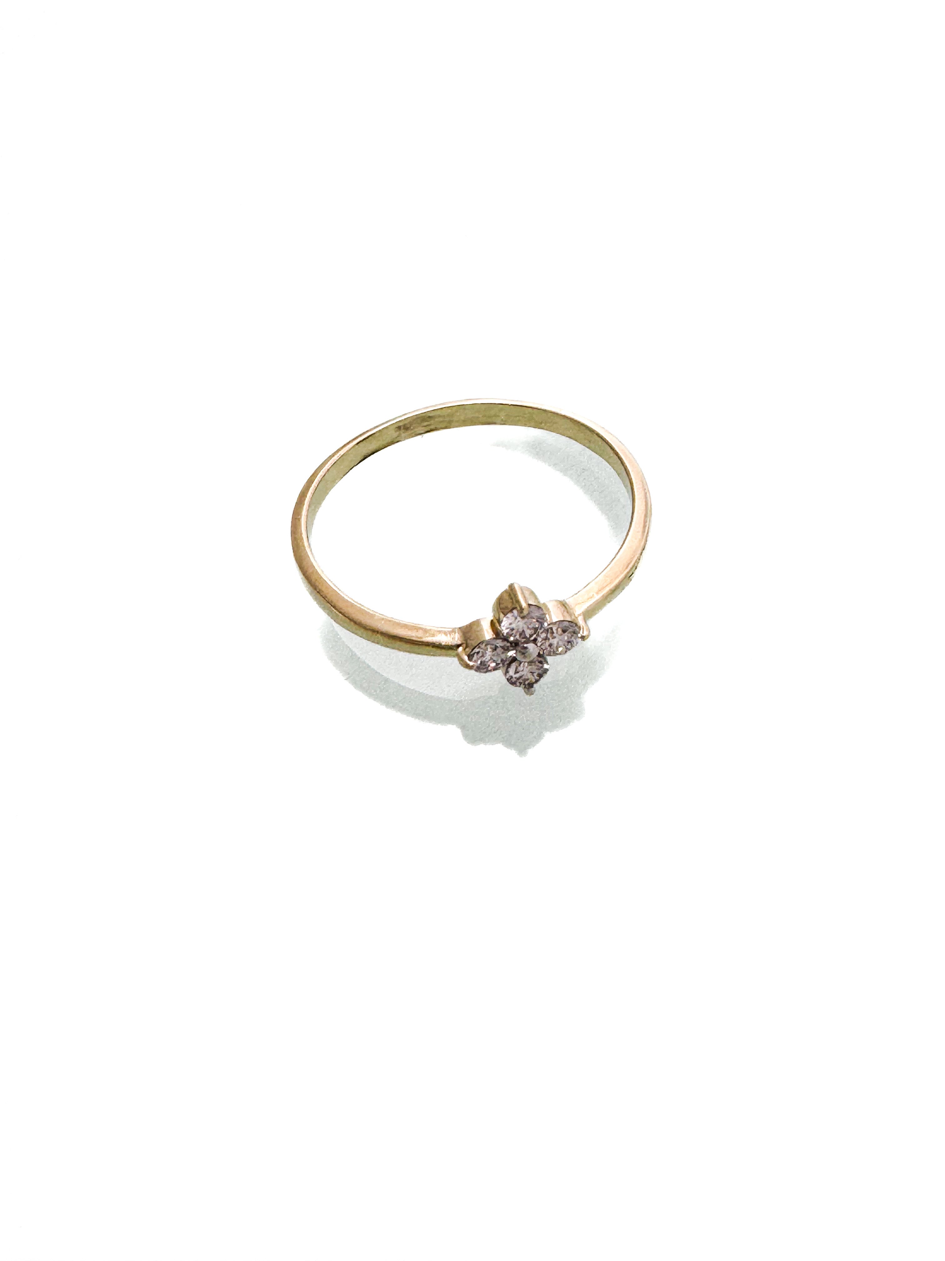 טבעת פרח יהלומים זהב 14 קארט