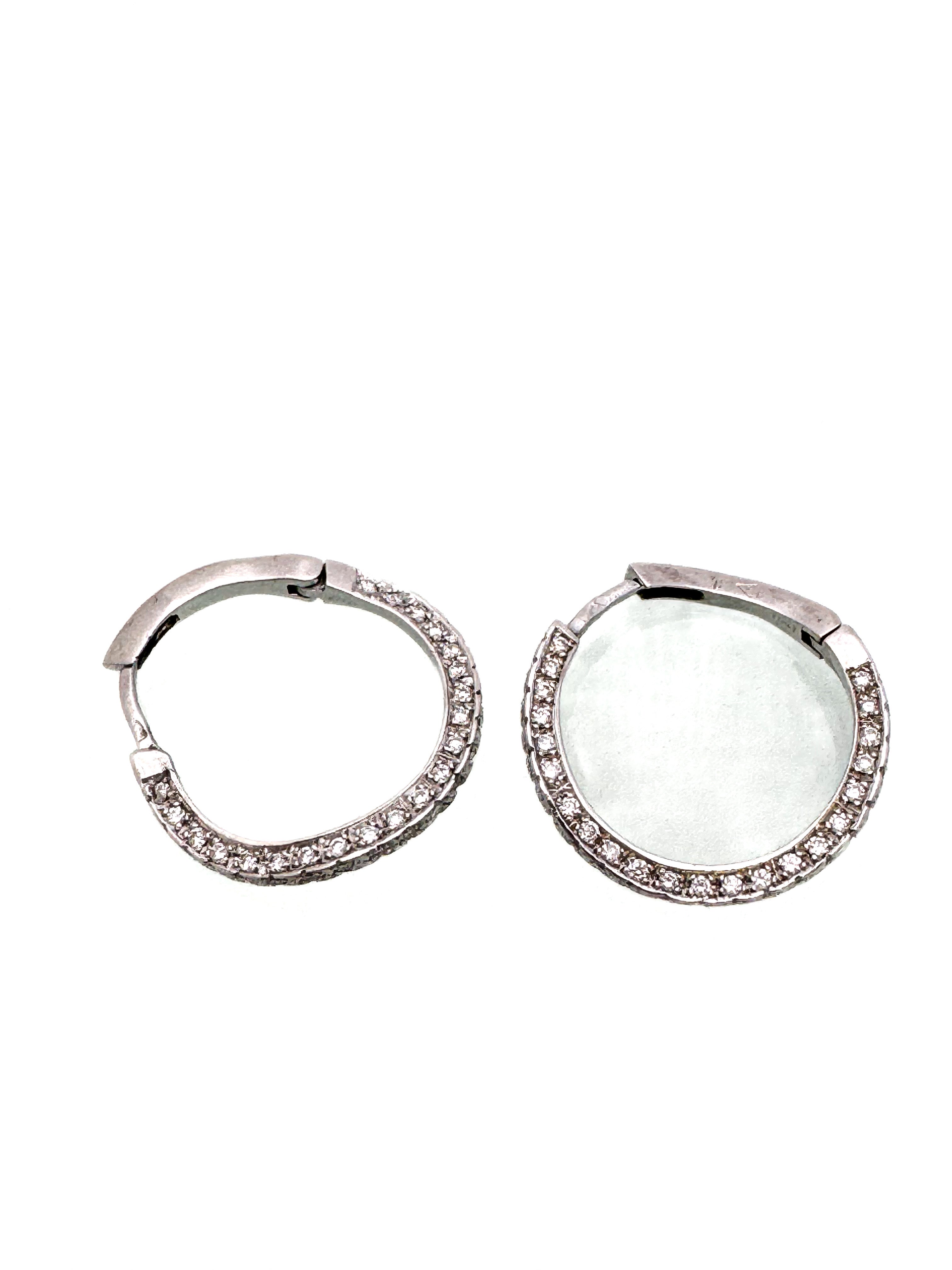 עגילי חישוק גל 18 קארט משובצים יהלומים