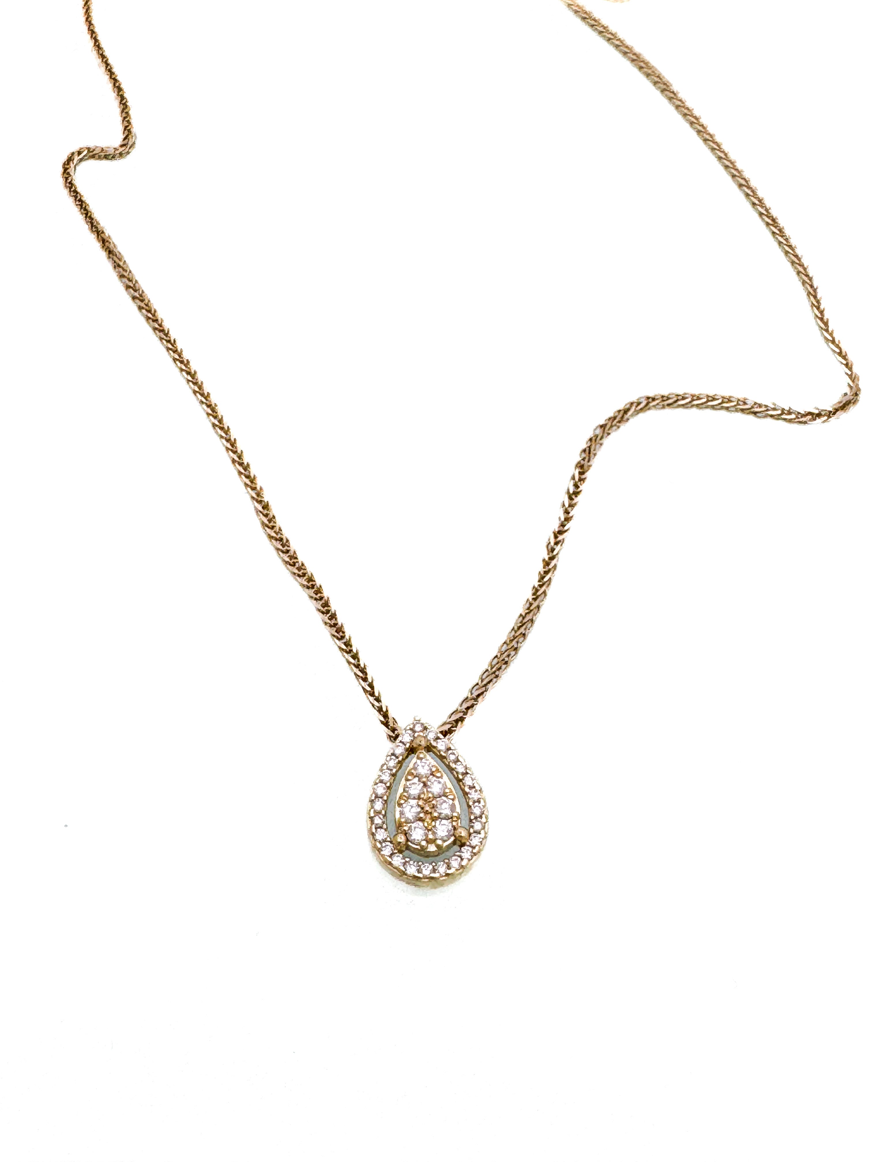 שרשרת טיפת יהלומים 14 קארט