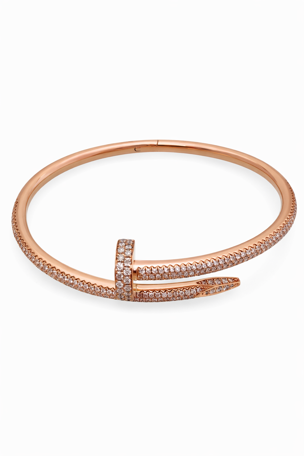 צמיד מסמר רוזגולד 18 קארט משובץ יהלומים