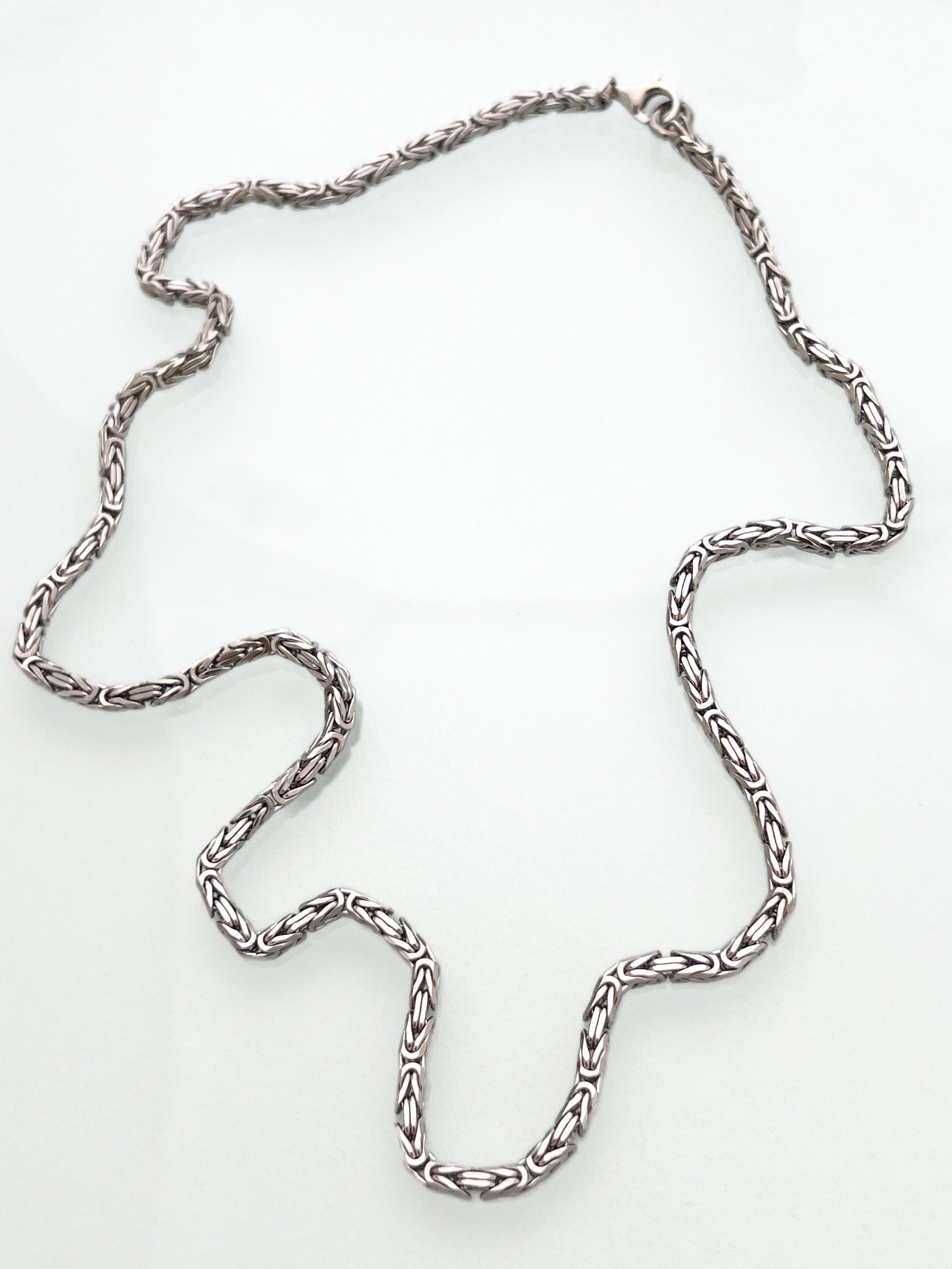 שרשרת חוליות עבה זהב לבן 14 קארט