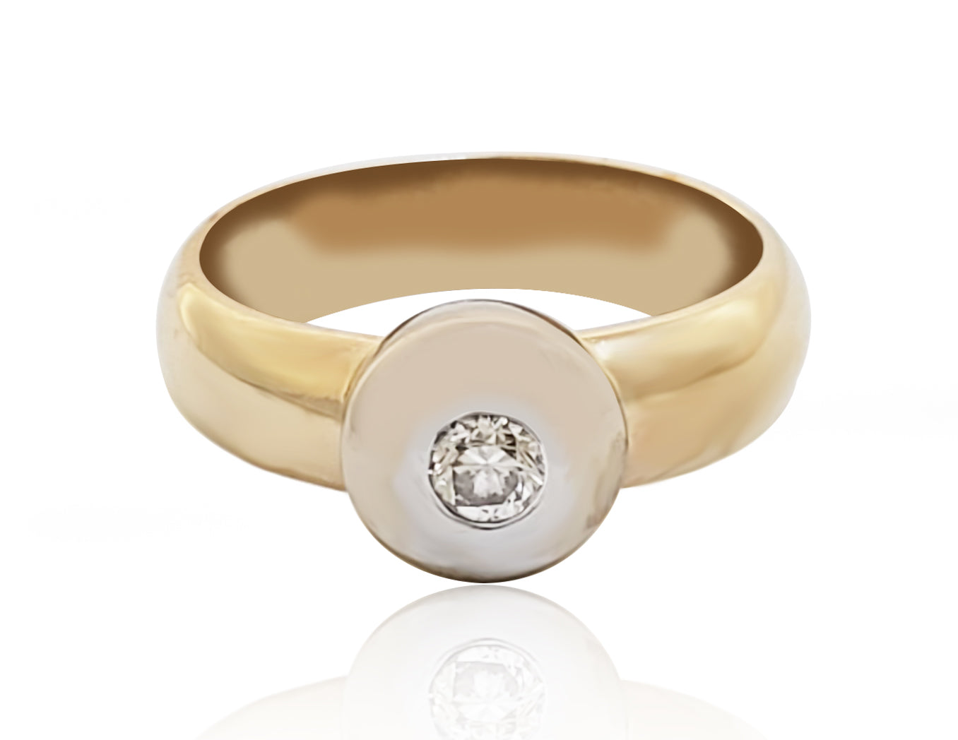 טבעת זהב עגולה עם יהלום