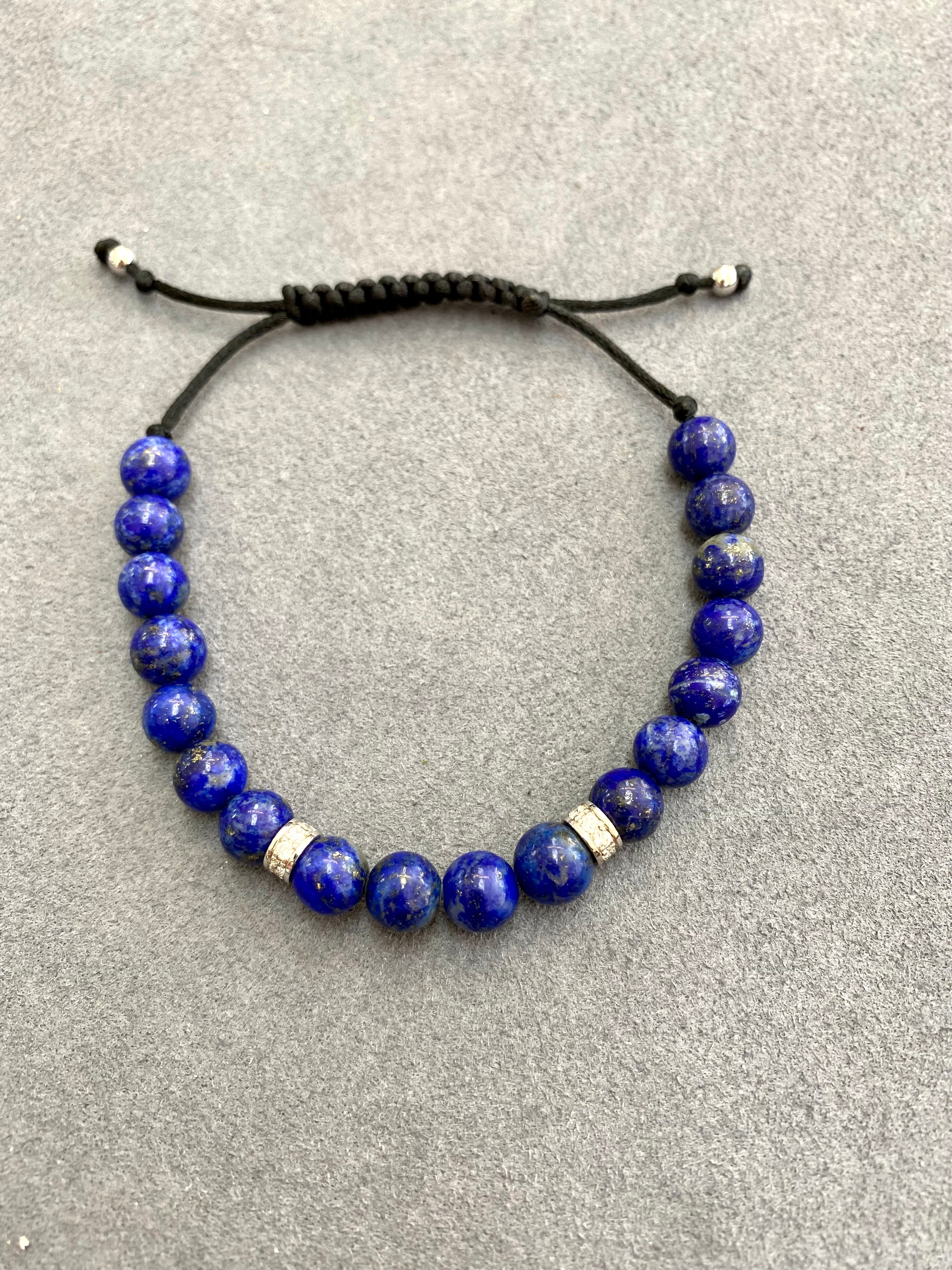 צמיד קשירה חרוזי לאפיס וחרוזי יהלומים