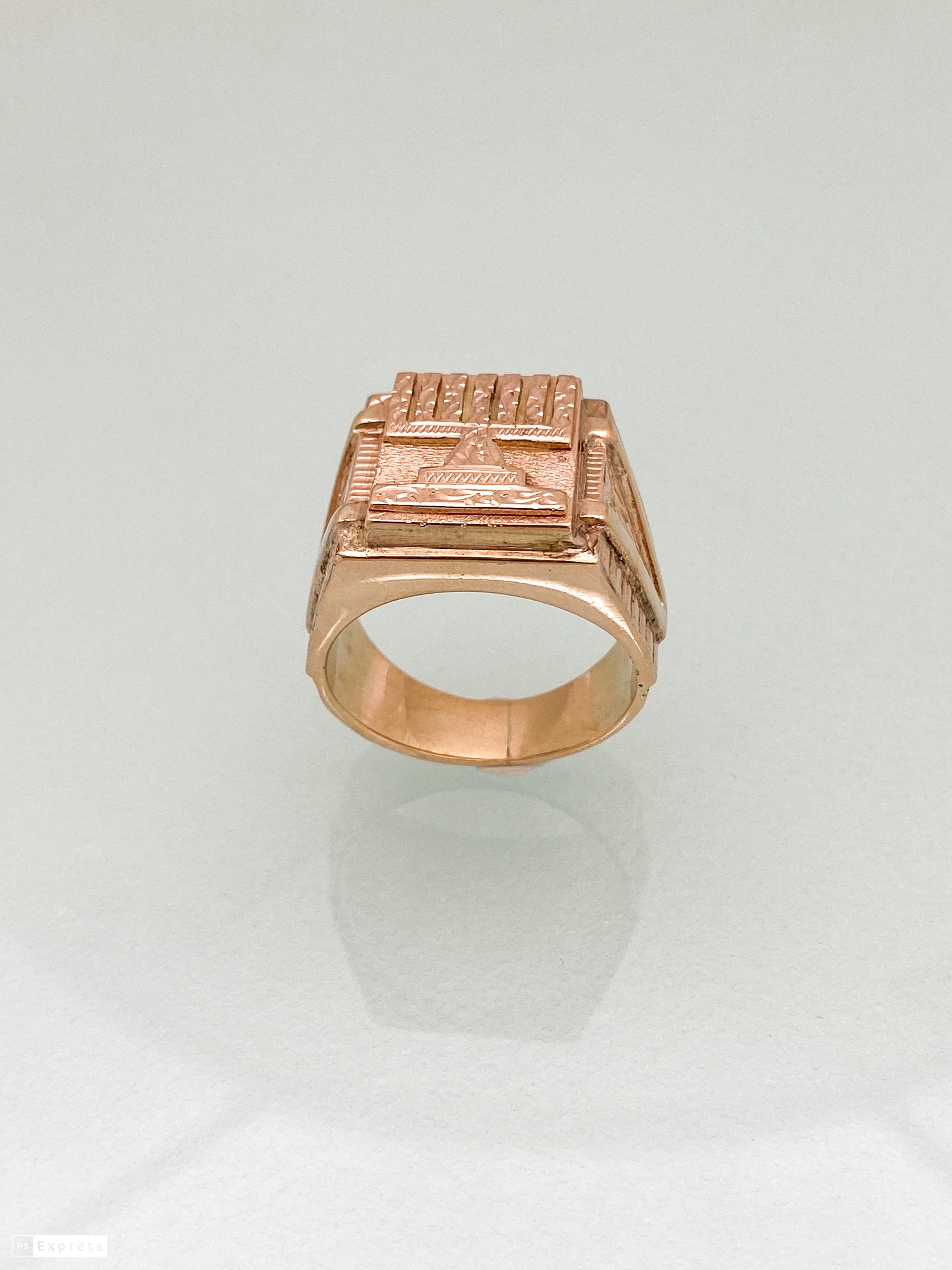 טבעת חותם וינטג' זהב אדום 14 קארט