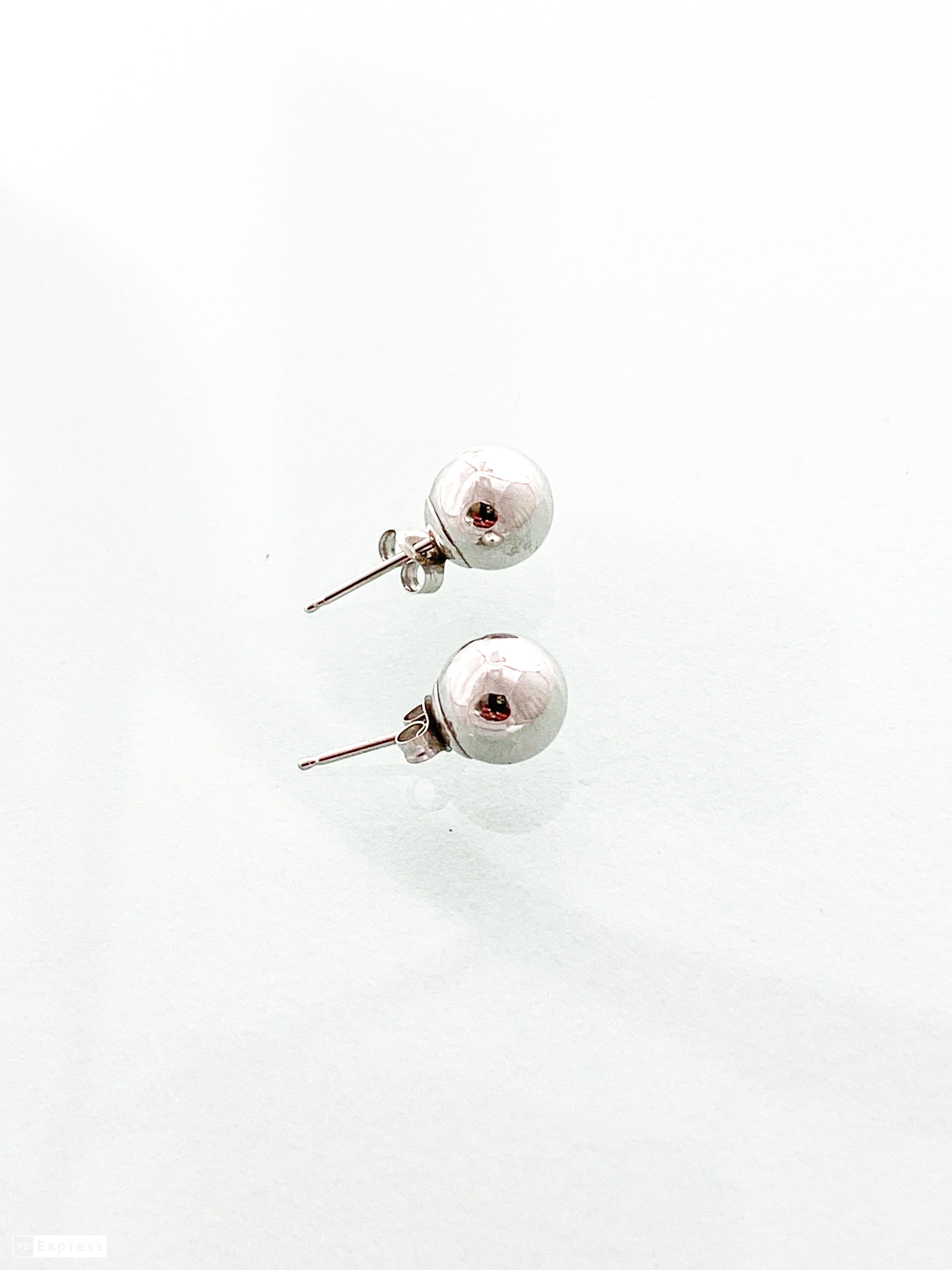 עגילי כדור זהב לבן 14 קארט