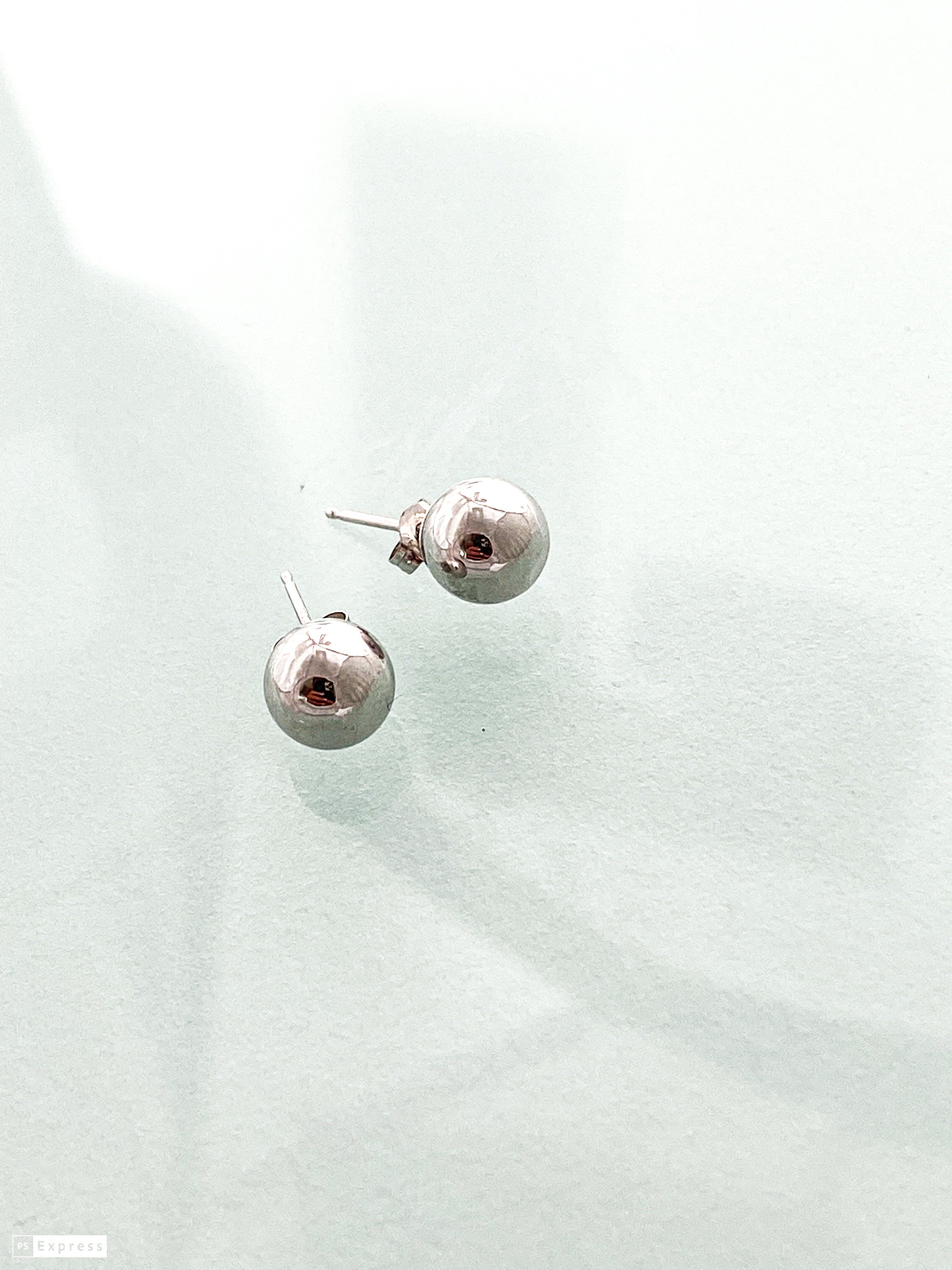 עגילי כדור זהב לבן 14 קארט