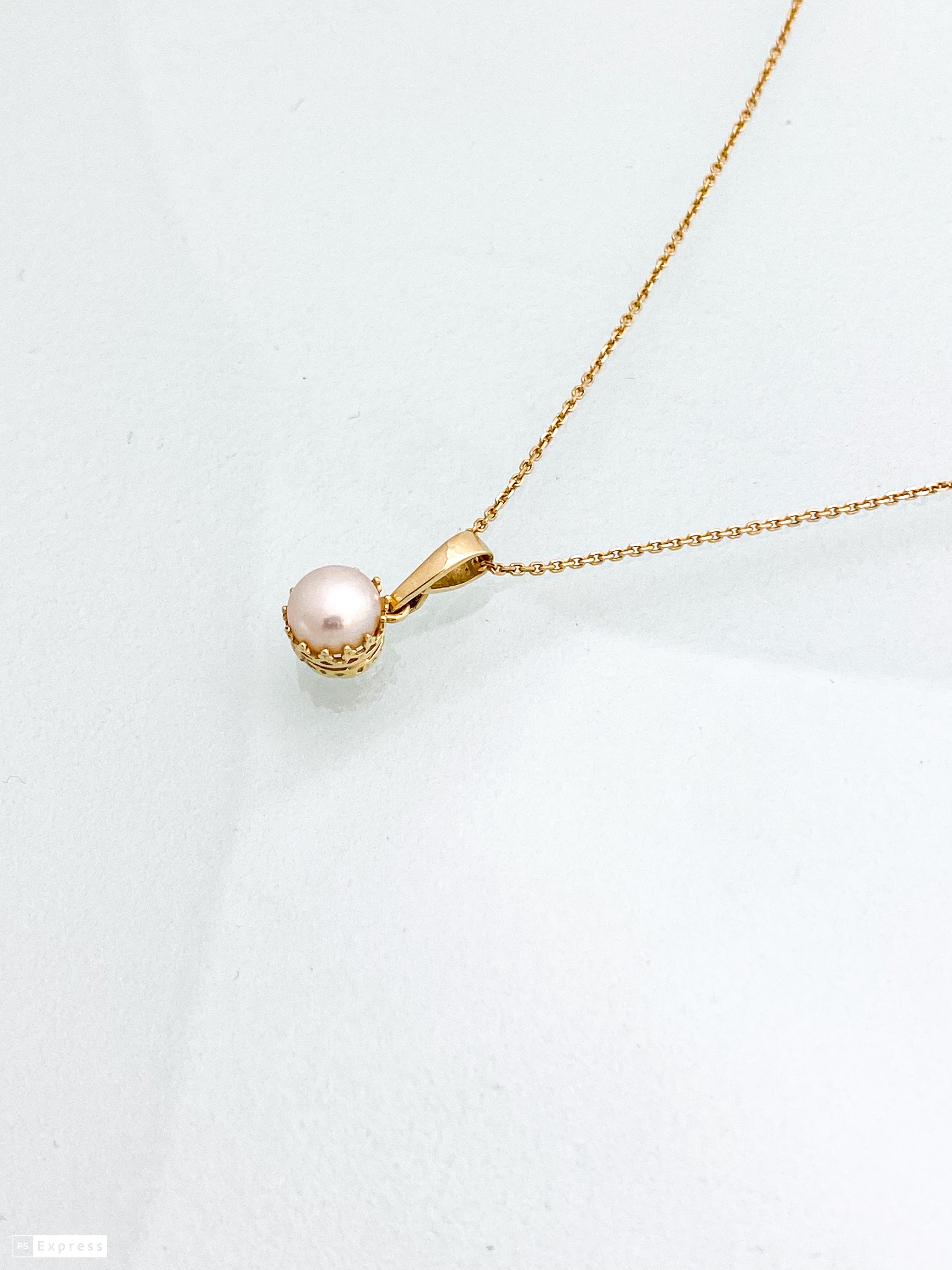 שרשרת זהב 14 קארט עם פנינה