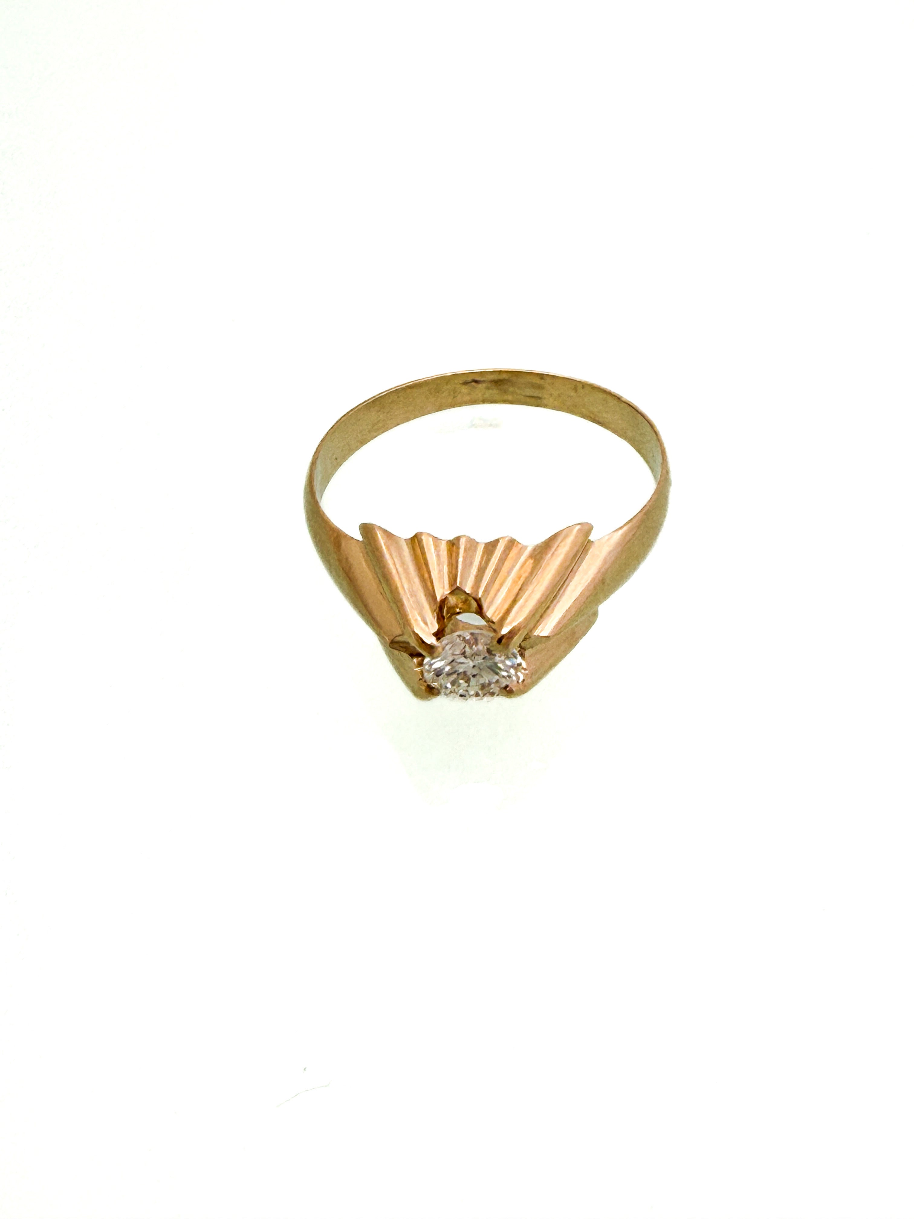 טבעת רוז גולד 14 קארט עם שיבוץ יהלום