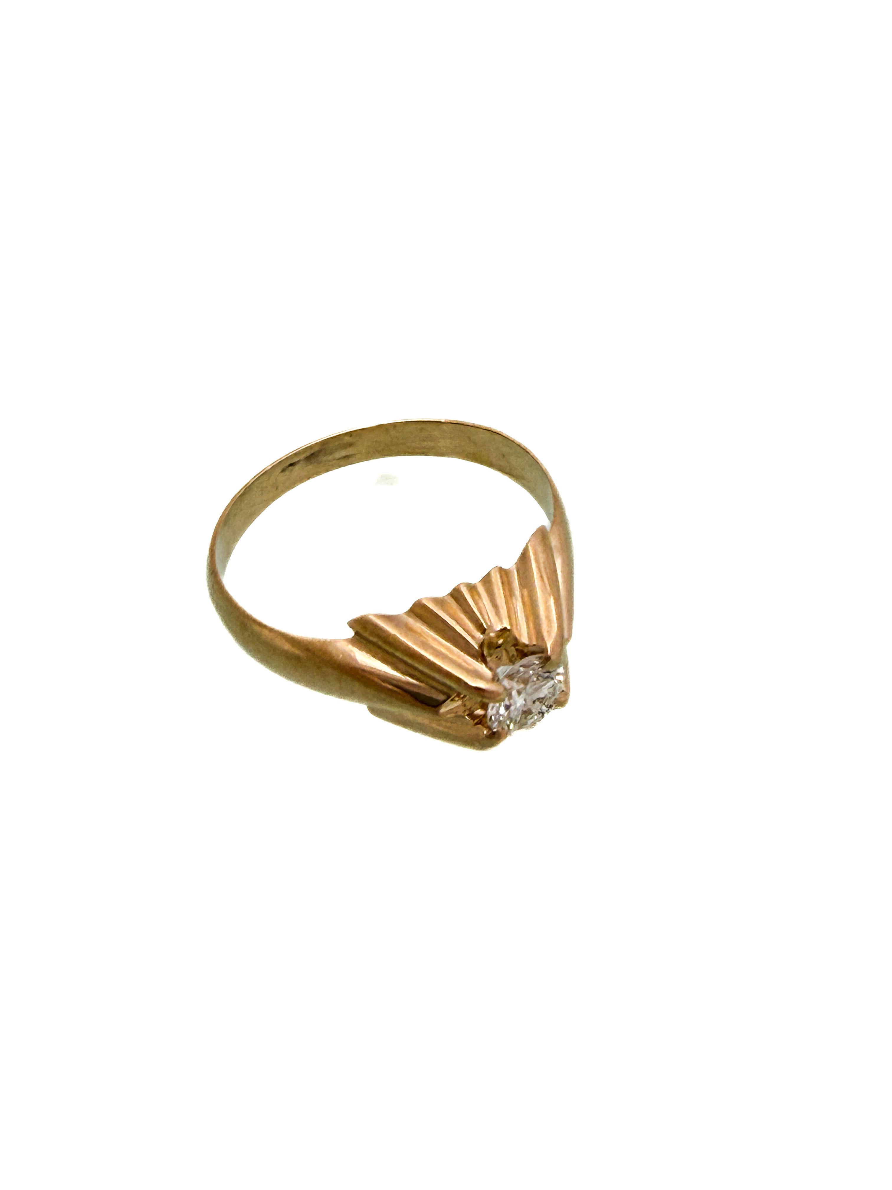 טבעת רוז גולד 14 קארט עם שיבוץ יהלום