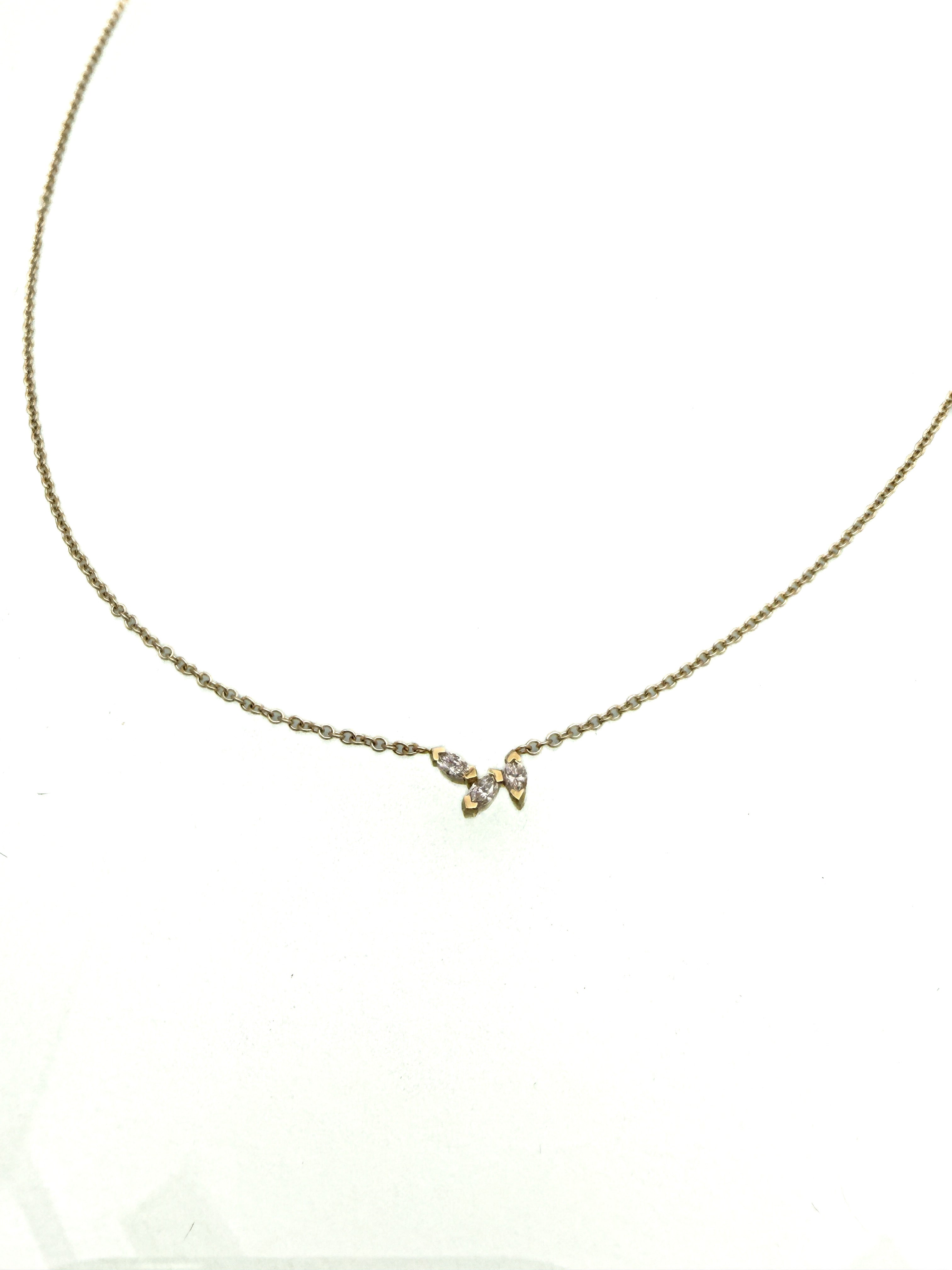 שרשרת זהב 14 קארט עם יהלומי מעבדה מרקיזה