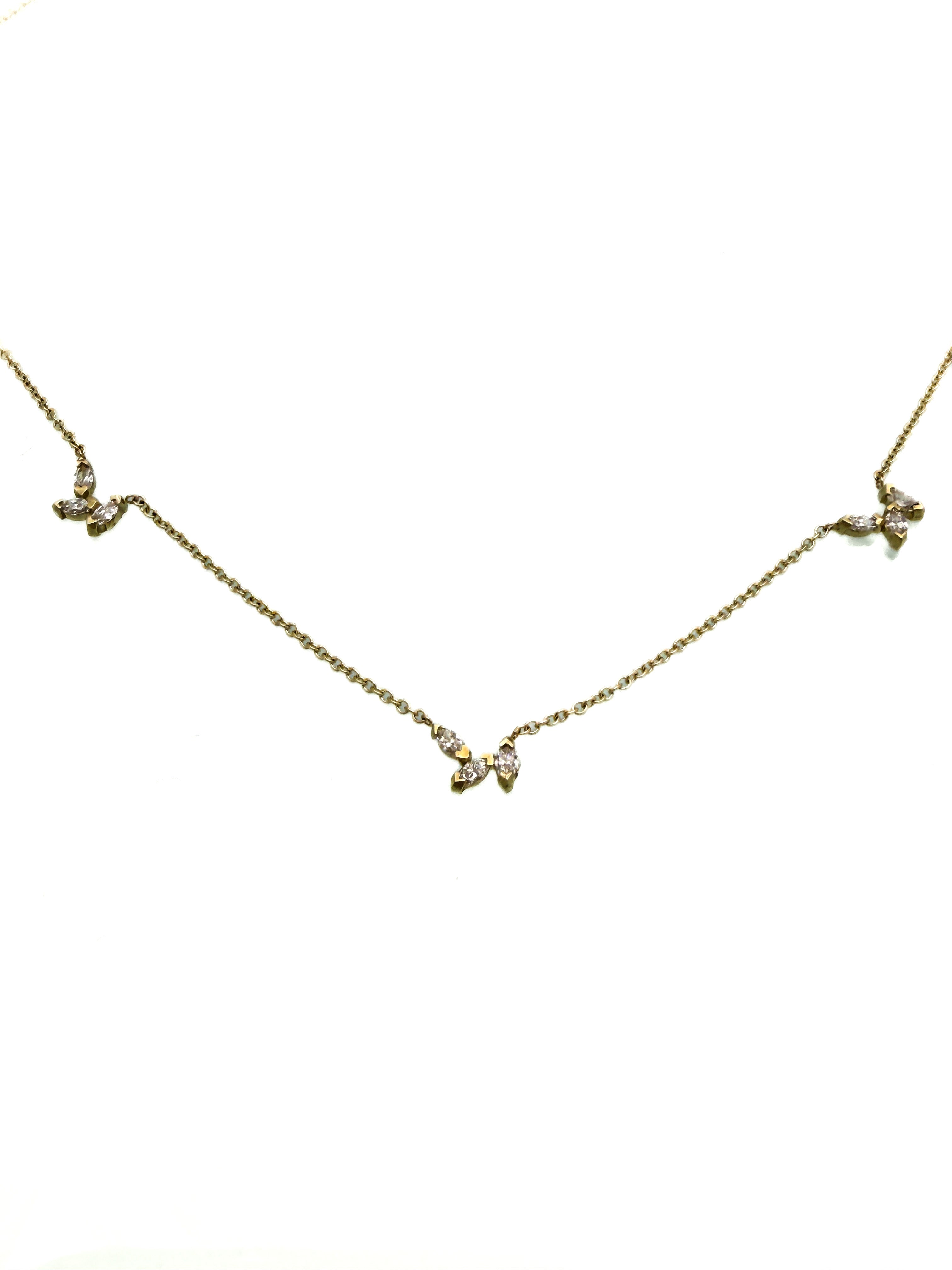 שרשרת 14 קארט עם יהלומי מרקיזה מעבדה