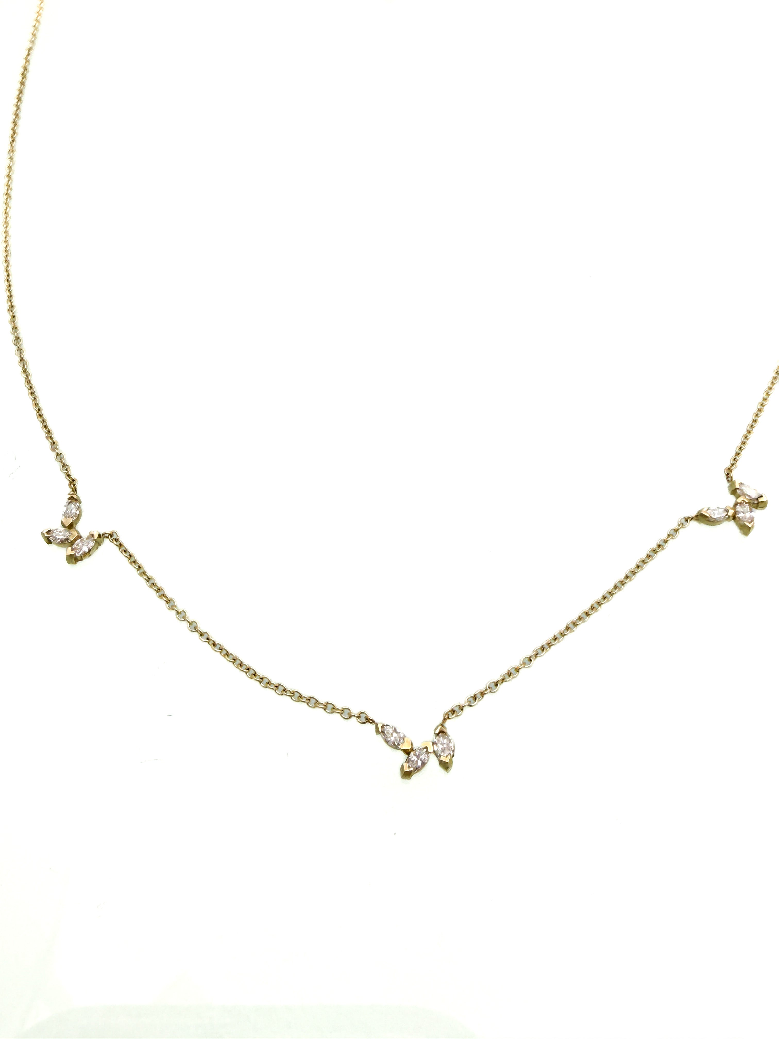 שרשרת 14 קארט עם יהלומי מרקיזה מעבדה