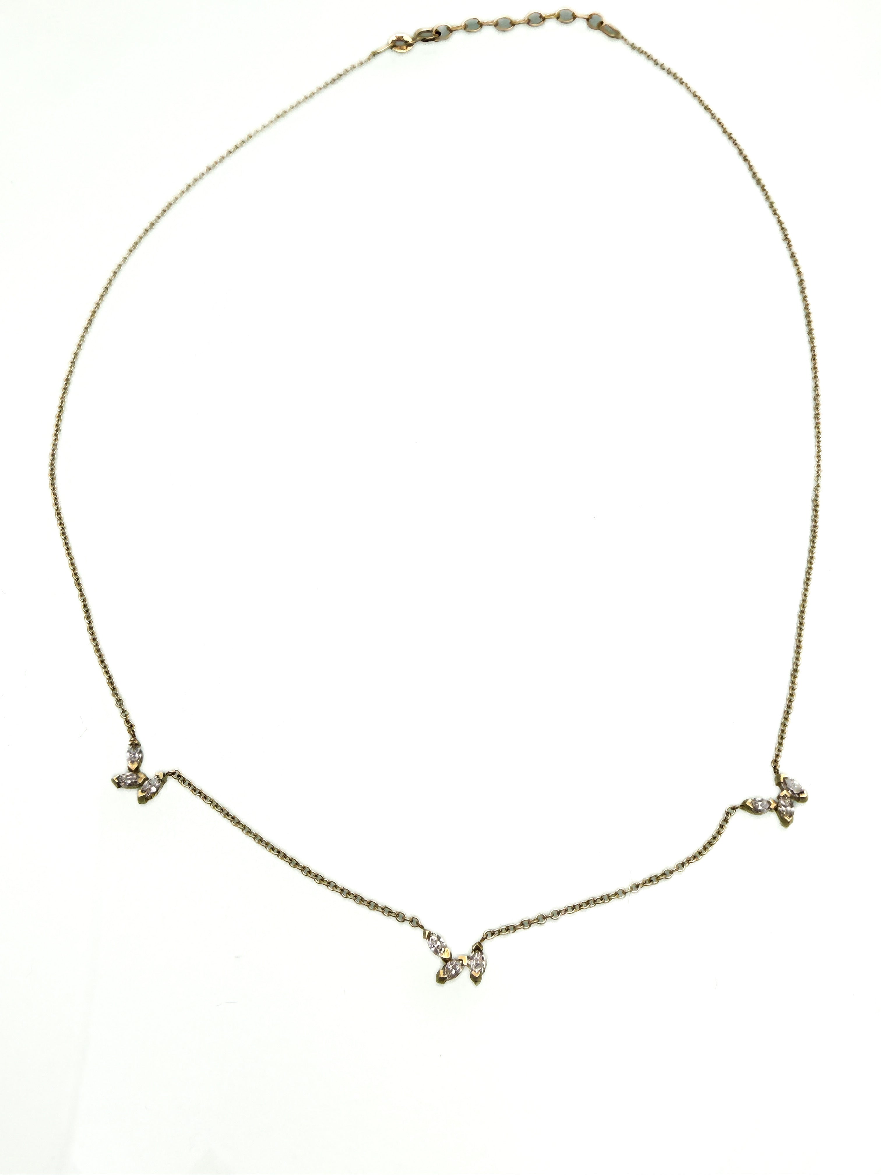 שרשרת 14 קארט עם יהלומי מרקיזה מעבדה