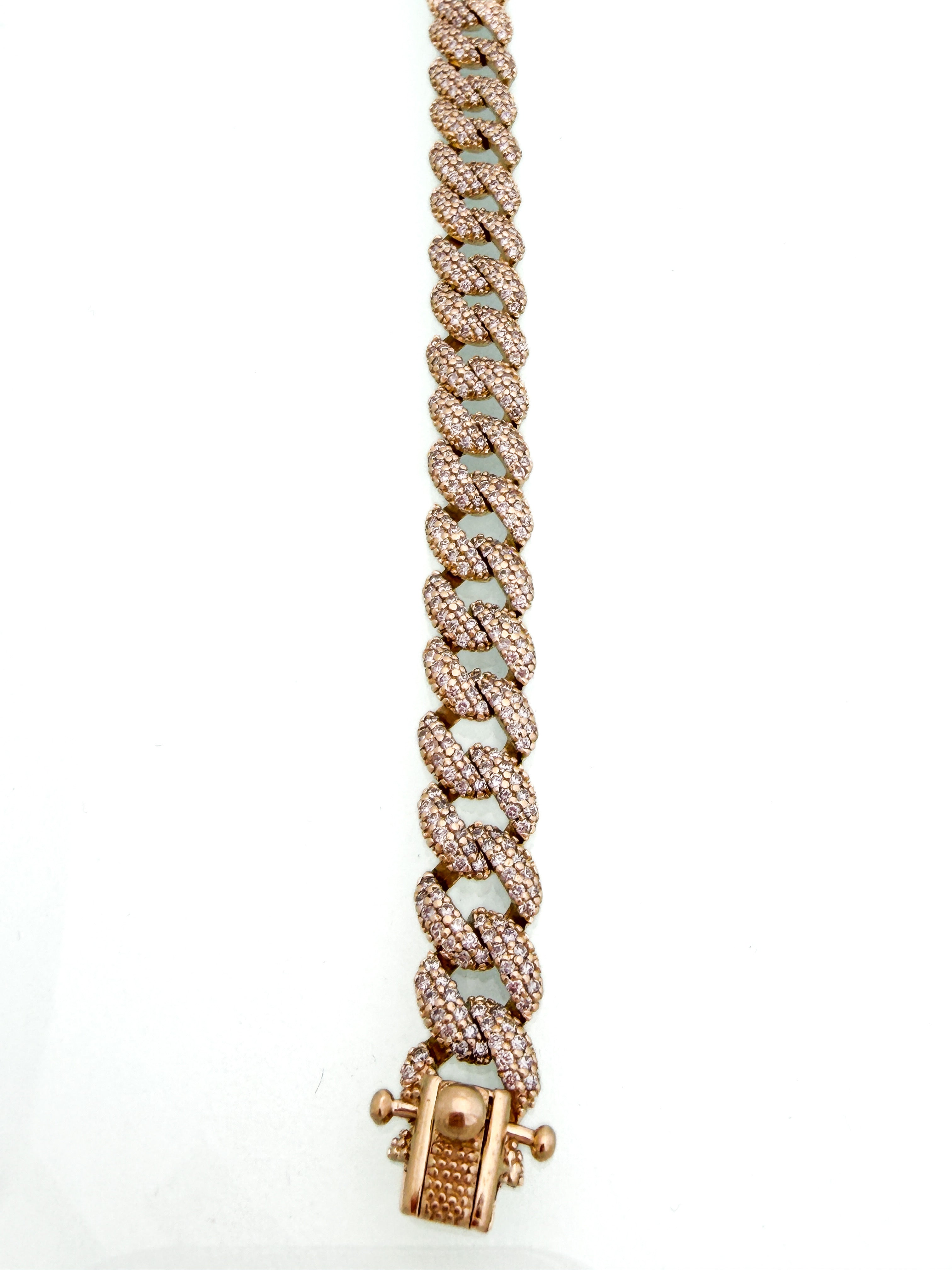 צמיד קובני 14 קארט משובץ יהלומים