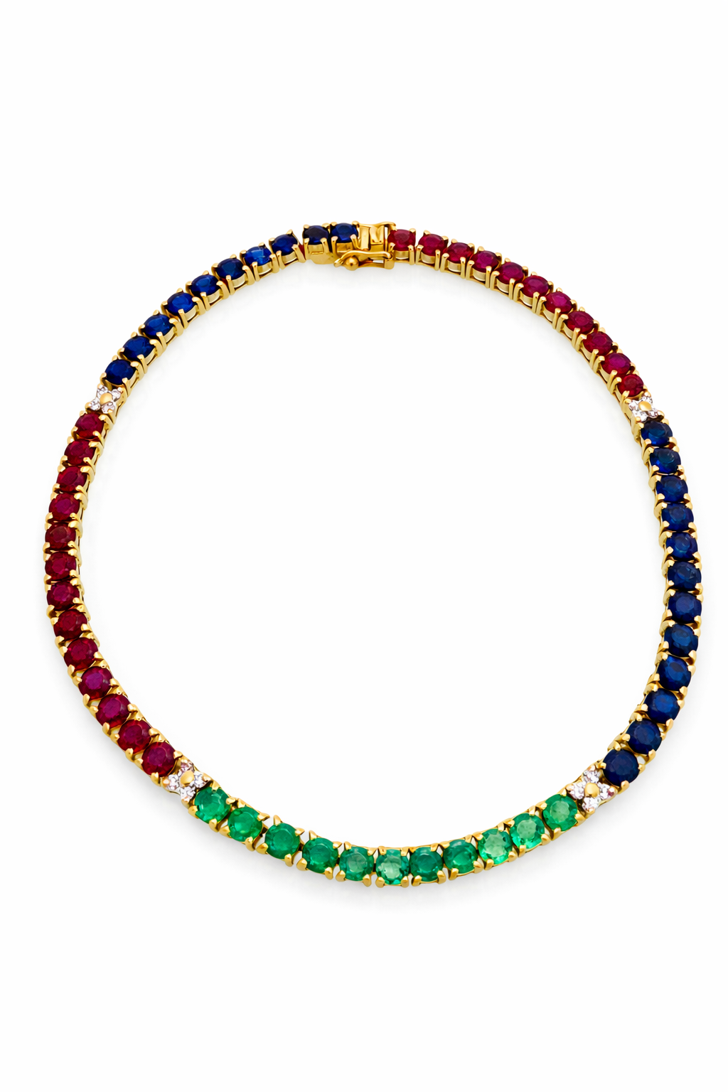 צמיד 18 קארט משובץ אבני חן טבעיים ויהלומים