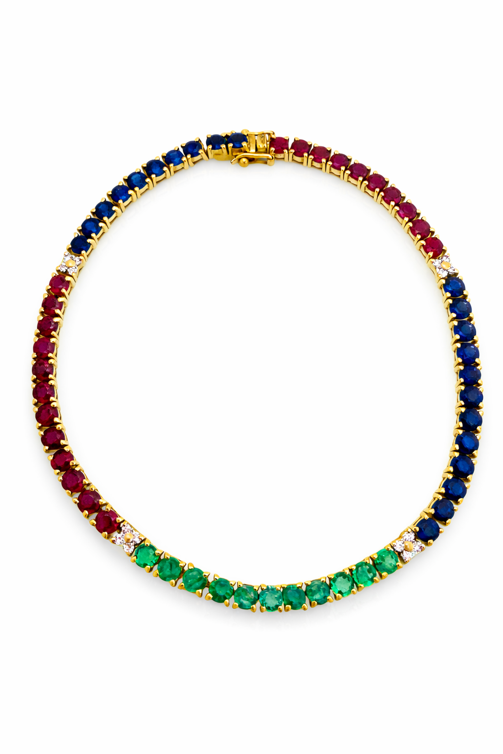 צמיד 18 קארט משובץ אבני חן טבעיים ויהלומים