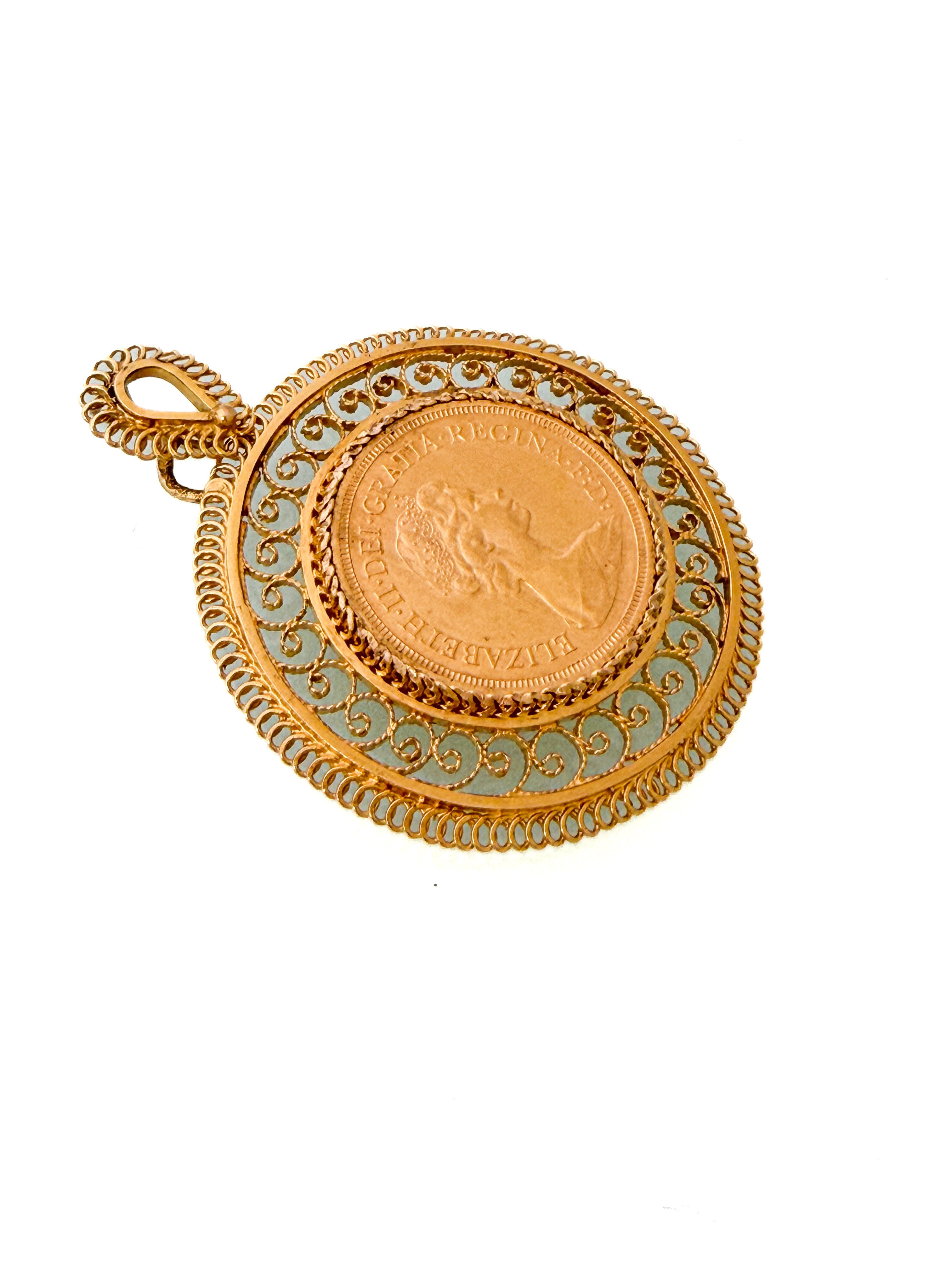 תליון מטבע ג'ורג' מעוצב 21.6 קארט