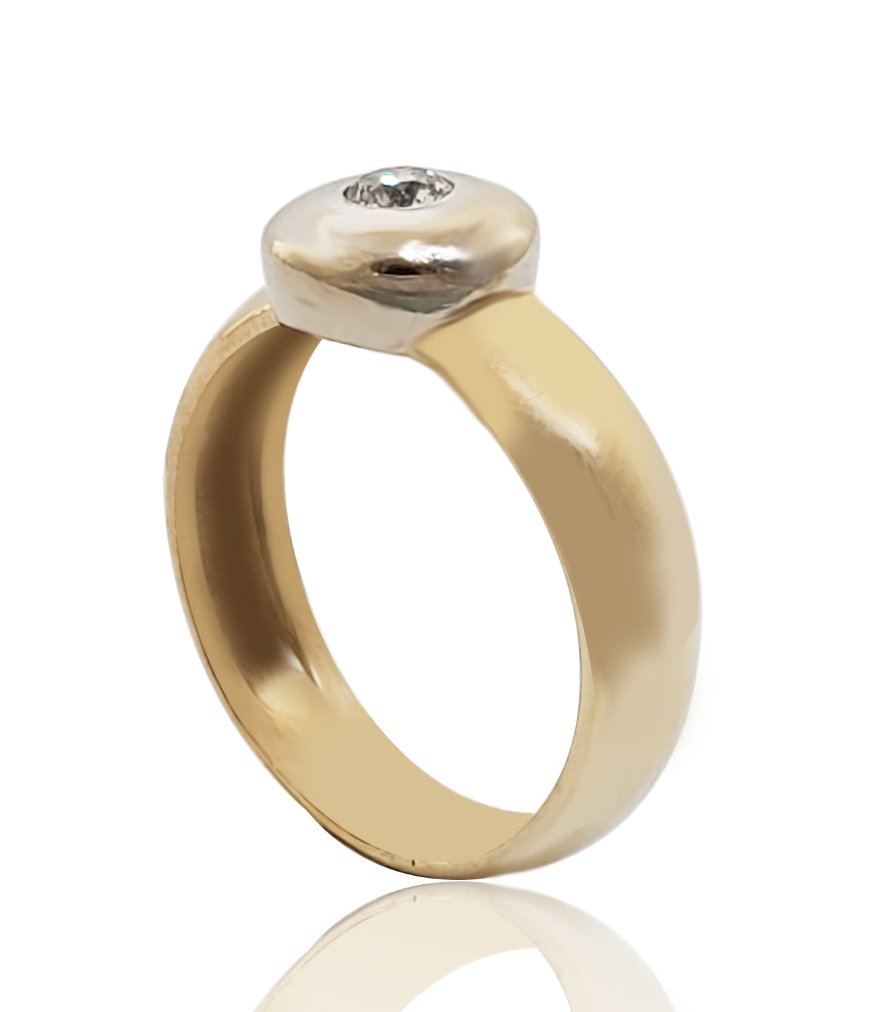 טבעת זהב עגולה עם יהלום