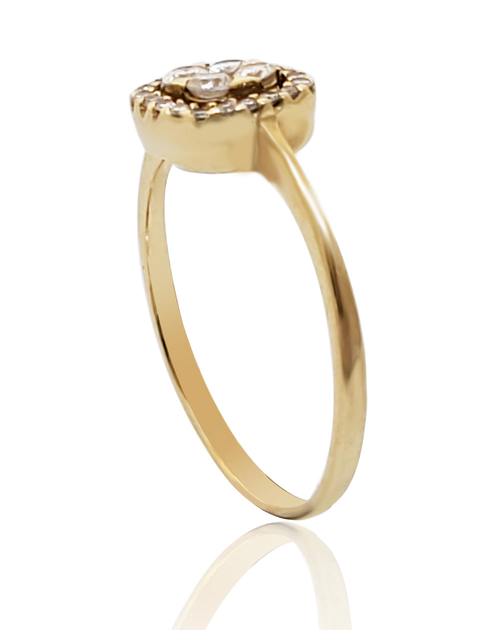 טבעת זהב דקה עם ריבוע משובץ יהלומים